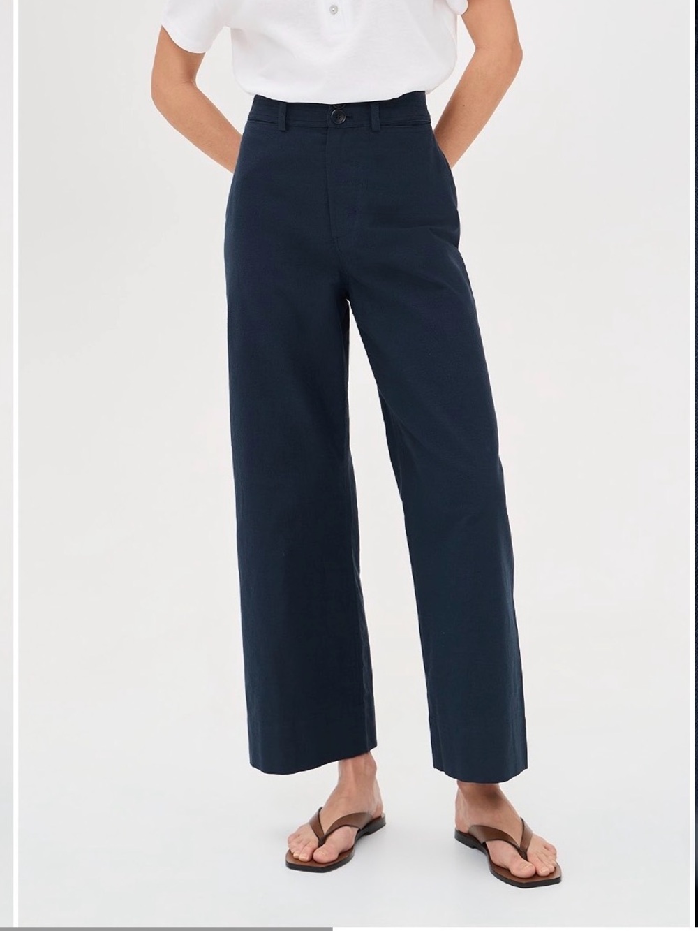 Apiece Apart Classic Merida Pant Cotton navy high waisted wide leg crop pant